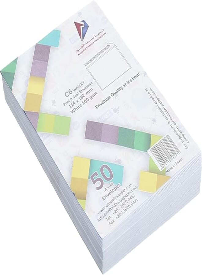 SONIX AL-DAWLYA C6 Envelopes 100g White Self-Adhesive, 50-Pack